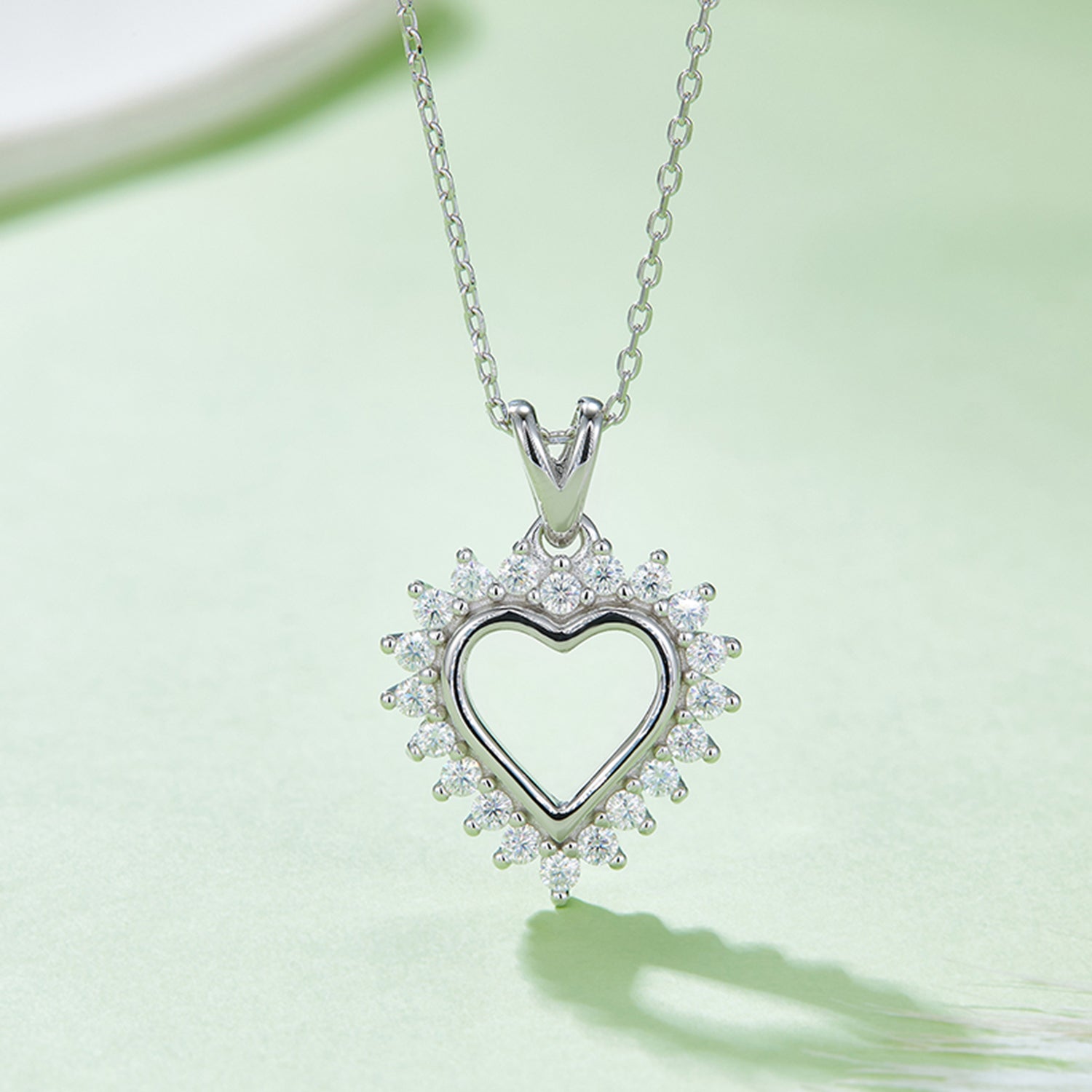 Moissanite 925 Sterling Silver Heart Pendant Necklace - ClozArt