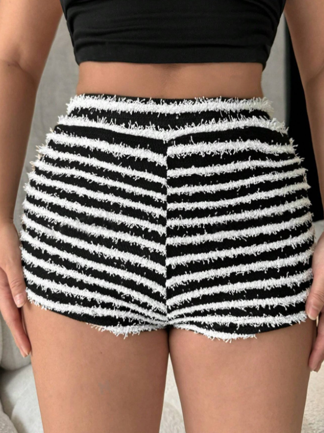 Striped High Waist Shorts - ClozArt