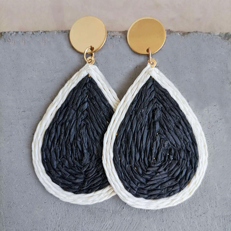 Raffia Grass Teardrop Earrings - ClozArt