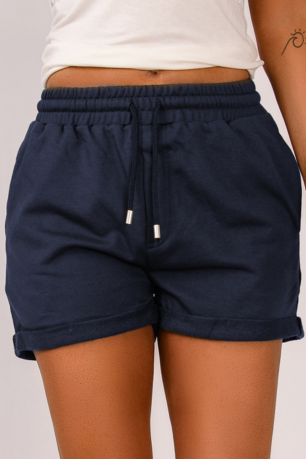 Drawstring Waist Cuffed Shorts - ClozArt