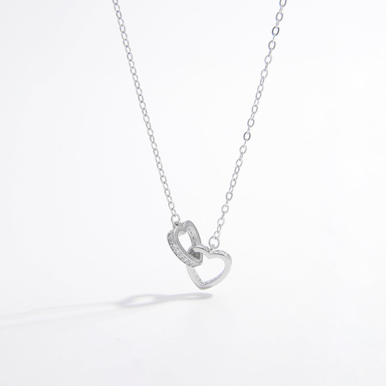 925 Sterling Silver Inlaid Zircon Heart Necklace - ClozArt