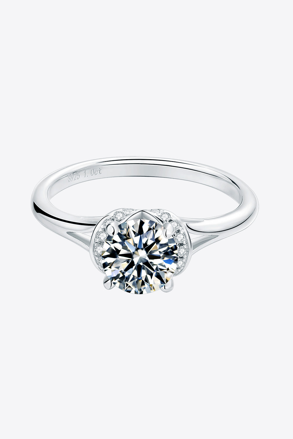 1 Carat Moissanite 925 Sterling Silver Split Shank Ring - ClozArt