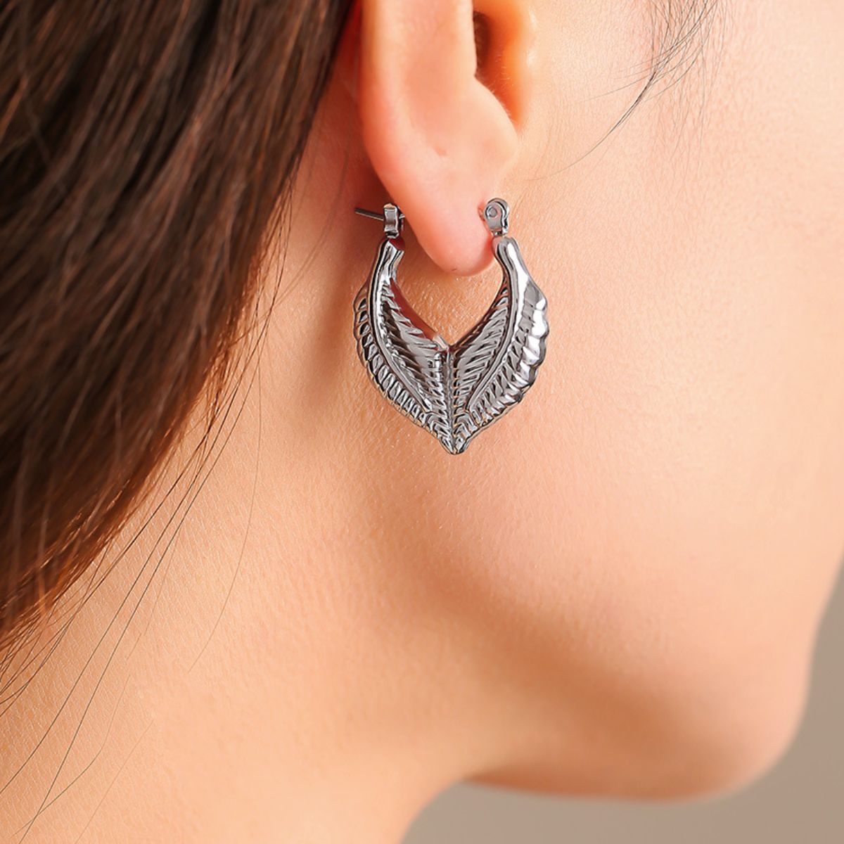 Titanium Steel Leaf Shape Earrings - ClozArt