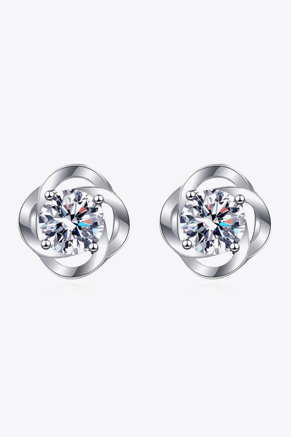 It's Your Day Moissanite Rhodium-Plated Stud Earrings - ClozArt