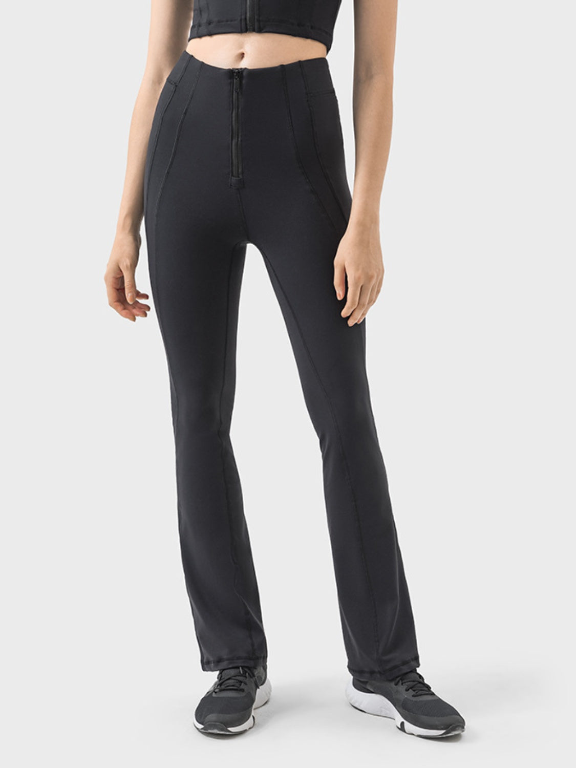 Millennia Zipper Detail High Waist Active Pants - ClozArt