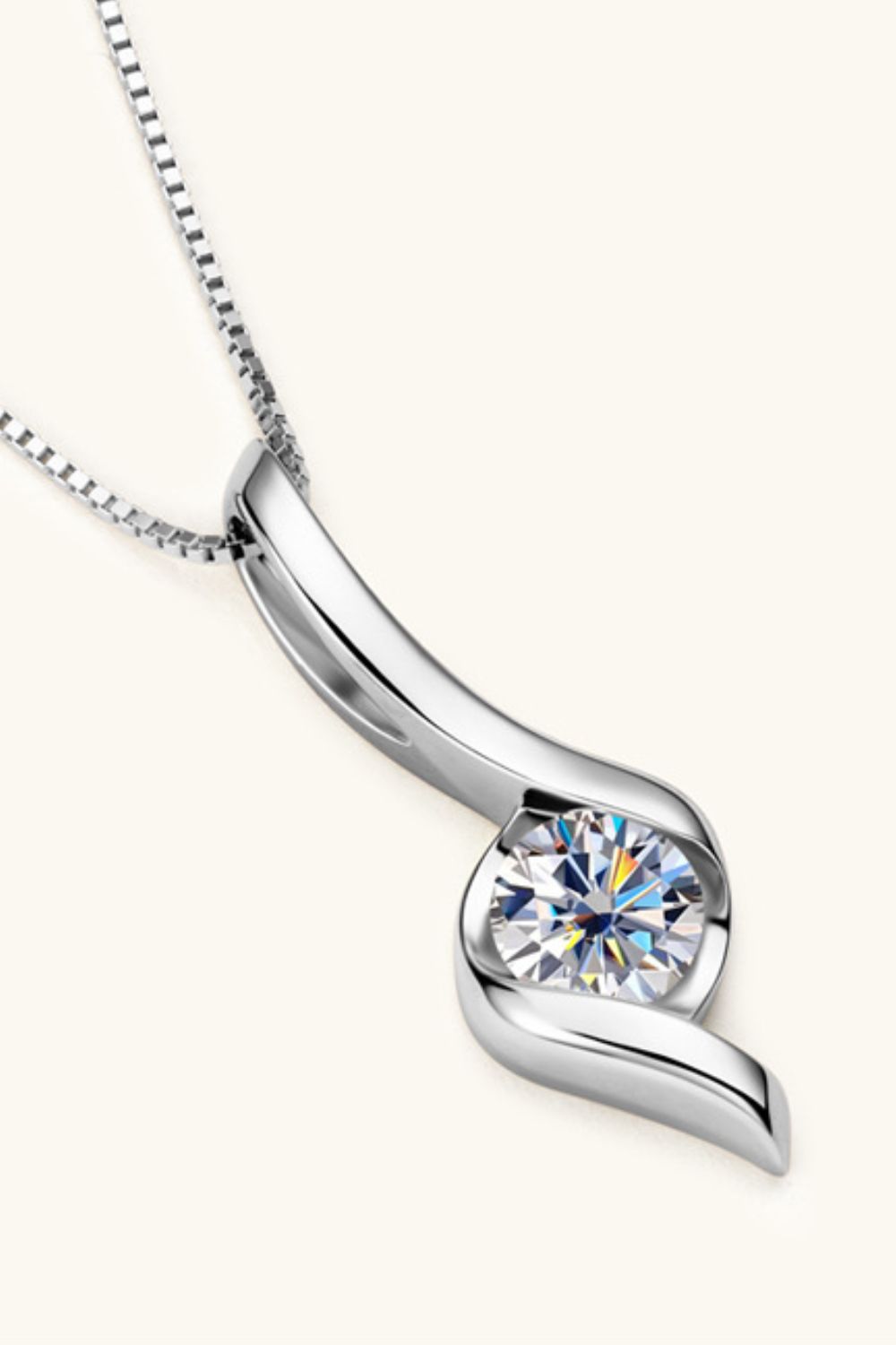 1 Carat Moissanite 925 Sterling Silver Necklace - ClozArt