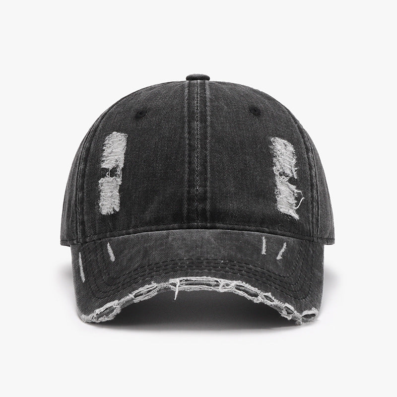 Distressed Adjustable Cotton Baseball Cap - ClozArt