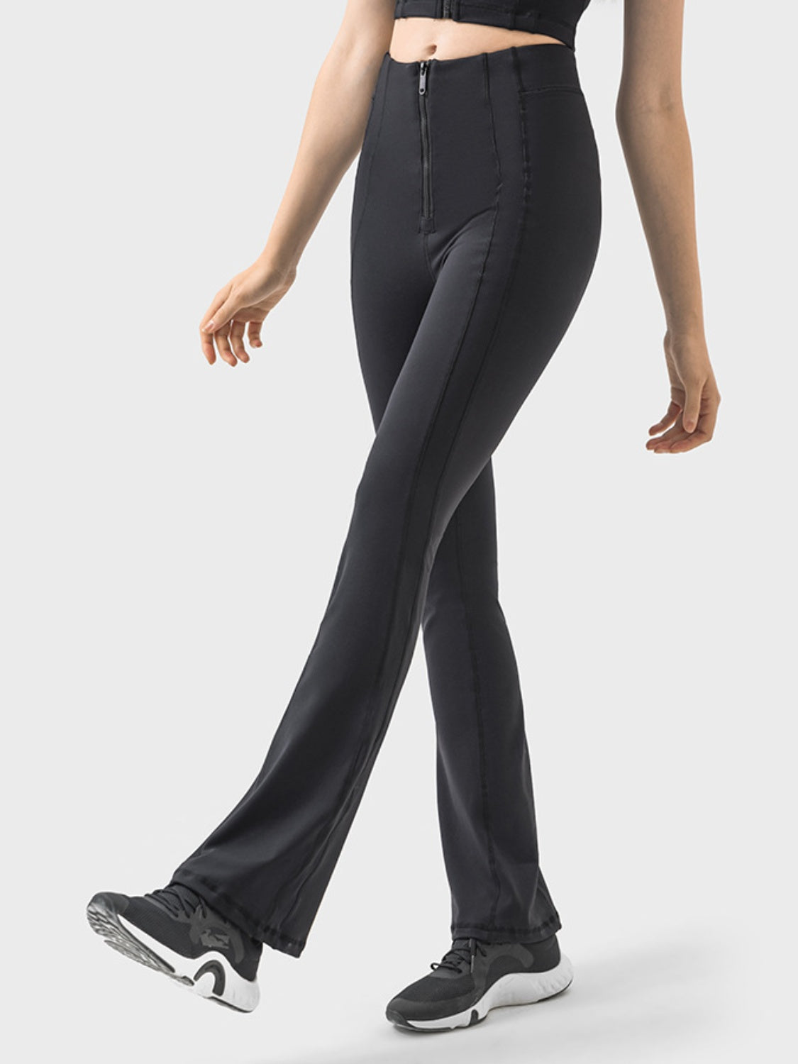 Millennia Zipper Detail High Waist Active Pants - ClozArt