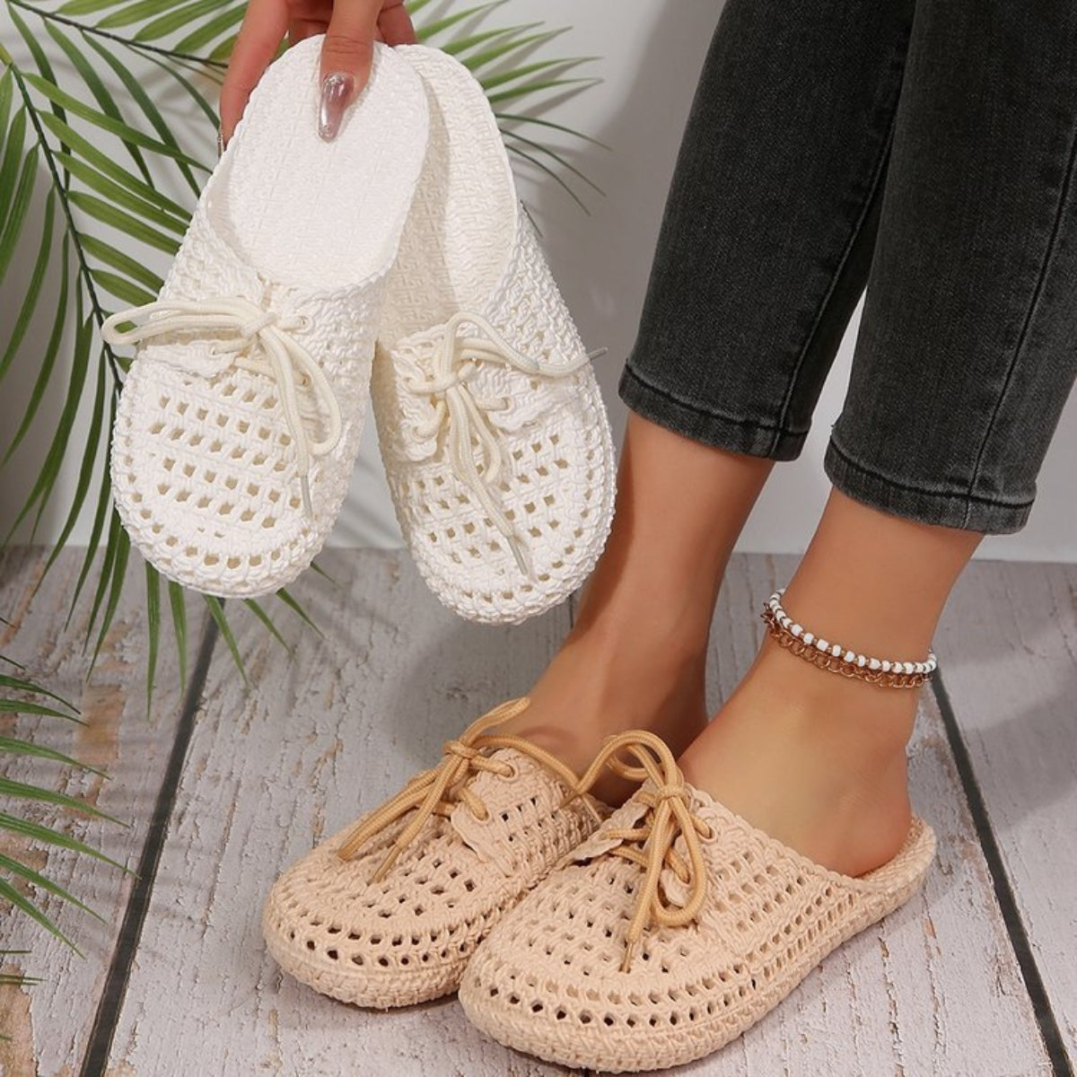 Lace-Up Flat Sandals - ClozArt