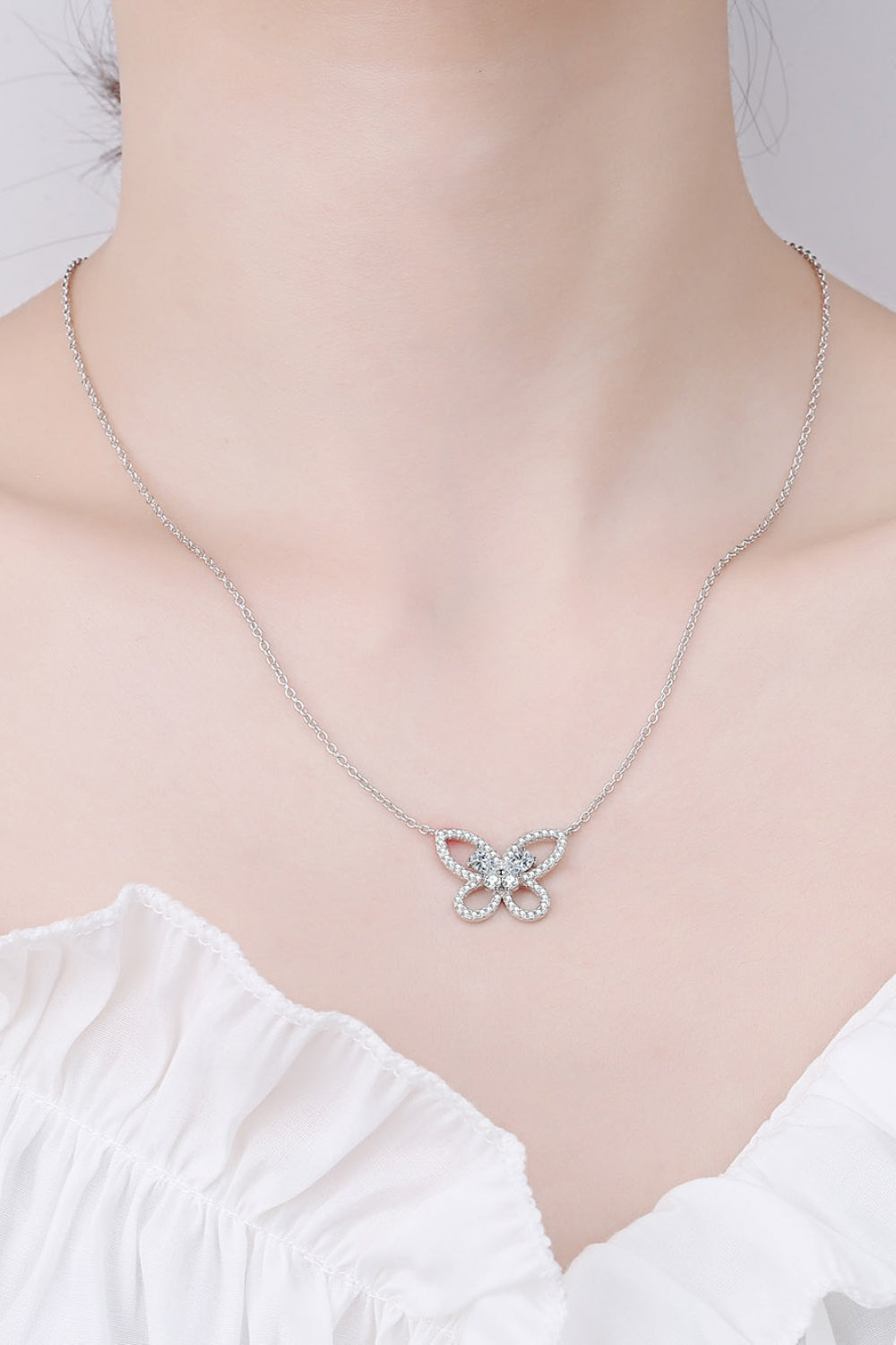 Moissanite Butterfly Pendant Necklace - ClozArt