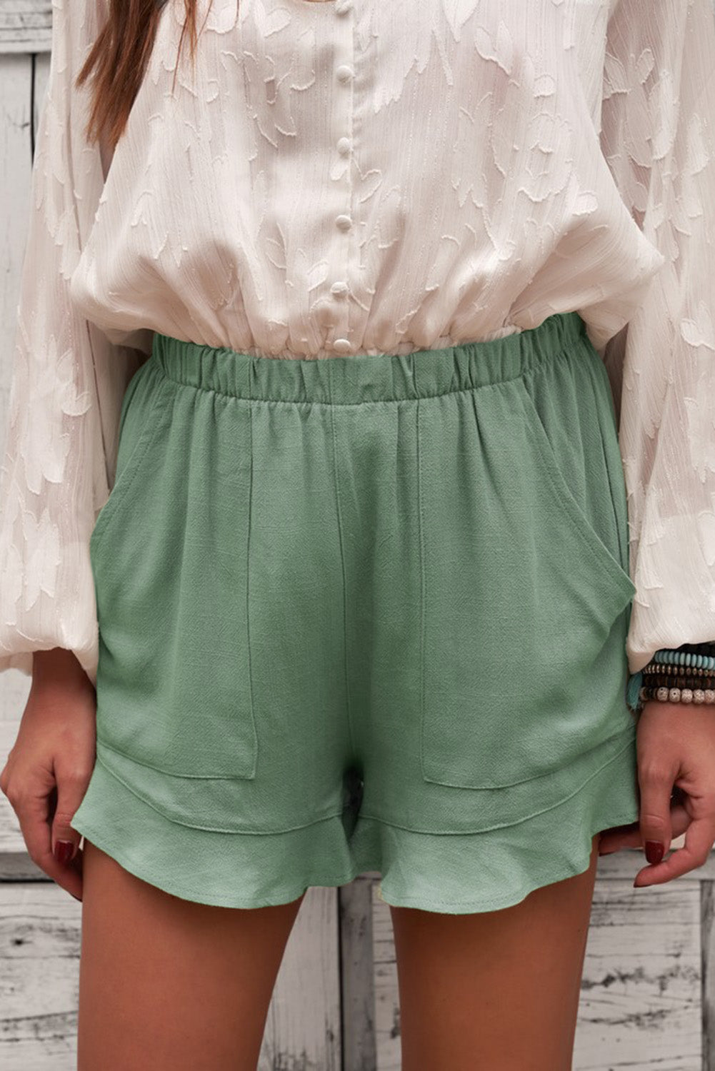 Elastic Waist Shorts with Pockets - ClozArt