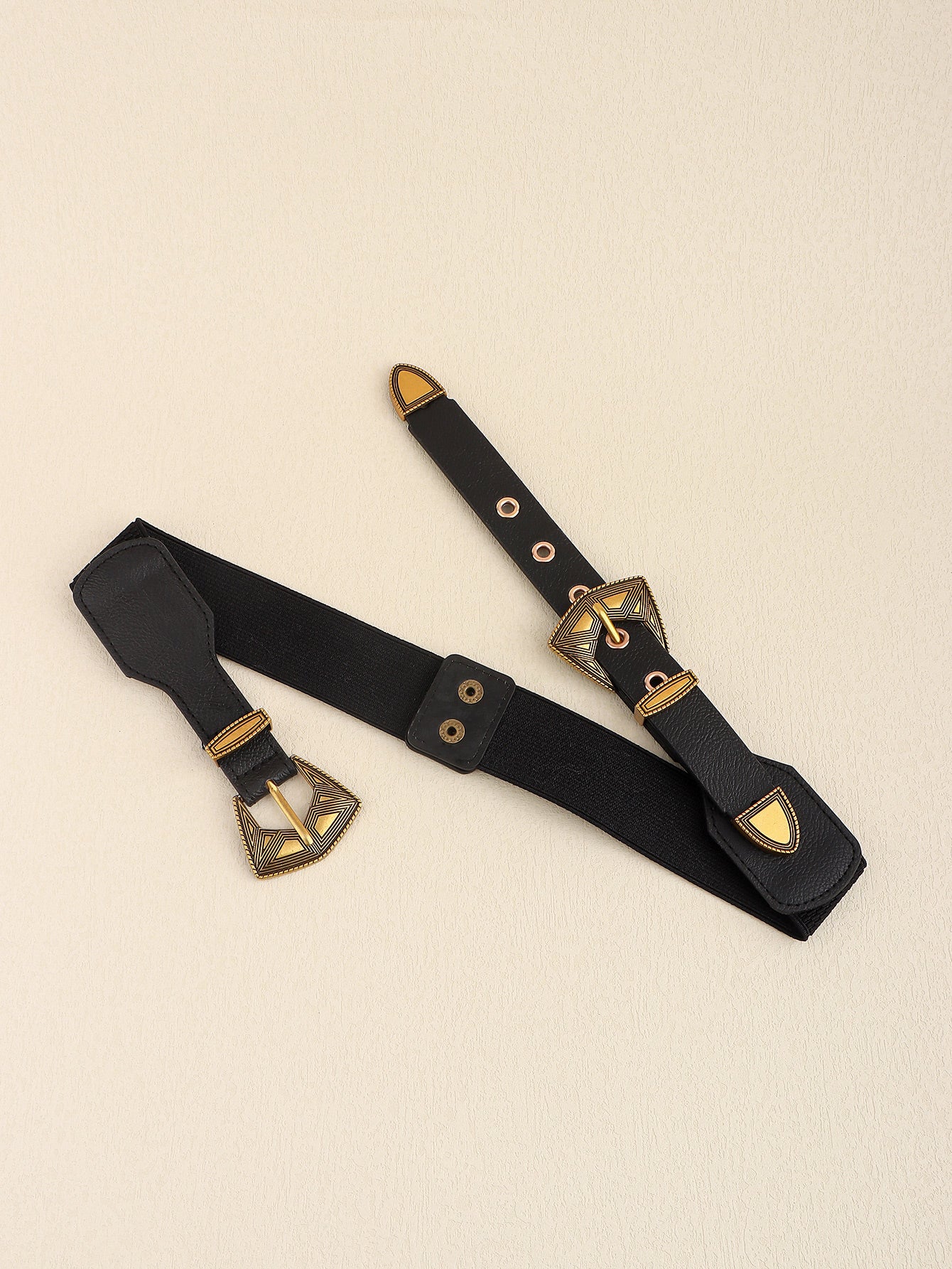 Double Buckle PU Leather Belt - ClozArt