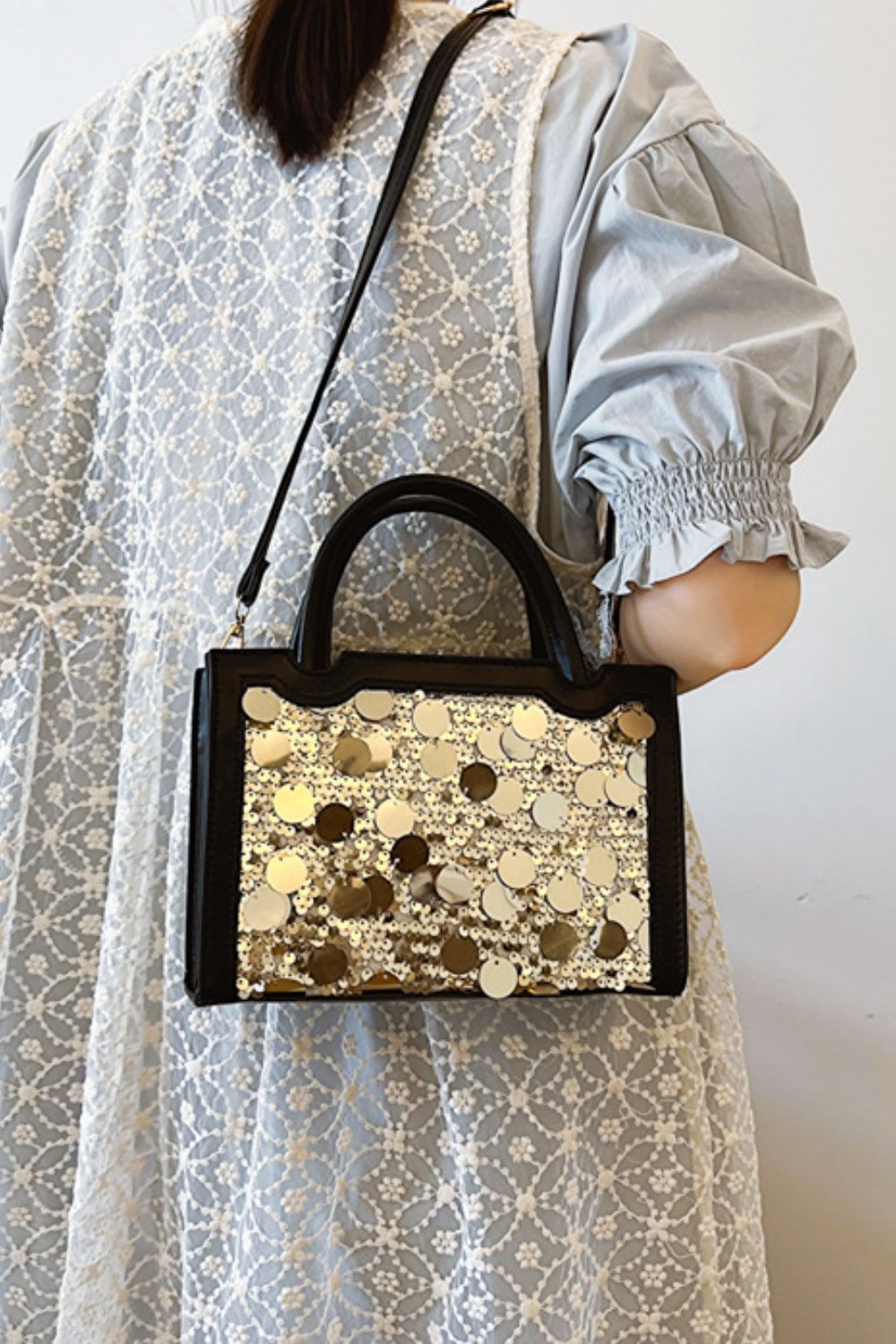 PU Leather Sequin Handbag - ClozArt