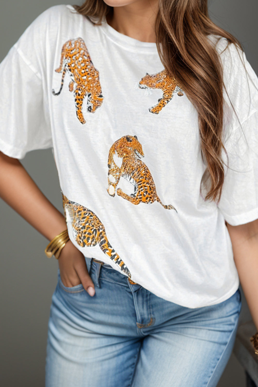 Animal Round Neck Dropped Shoulder T-Shirt