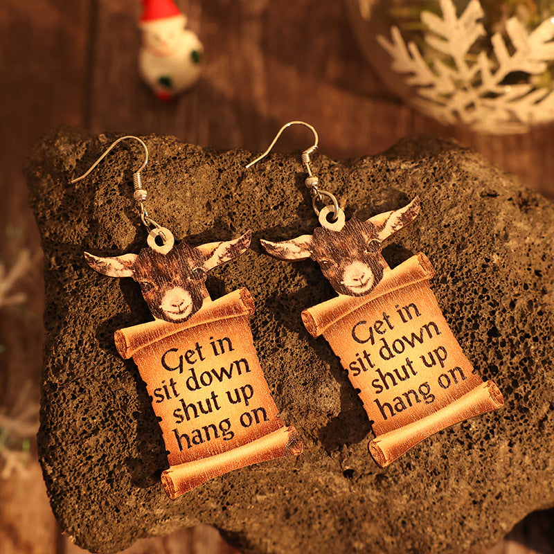 Donkey Letter Wooden Dangle Earrings - ClozArt