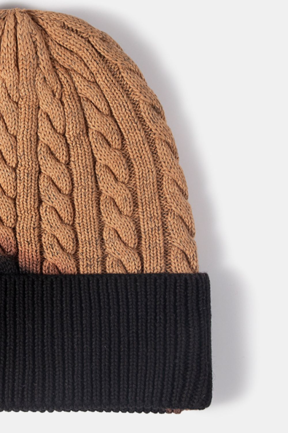 Contrast Tie-Dye Cable-Knit Cuffed Beanie - ClozArt