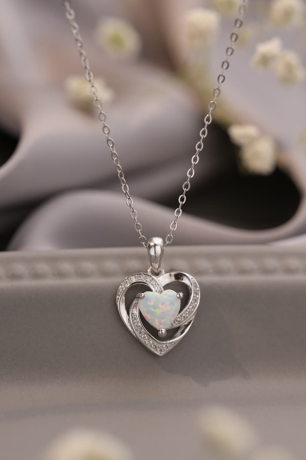 Opal Heart Pendant Necklace - ClozArt