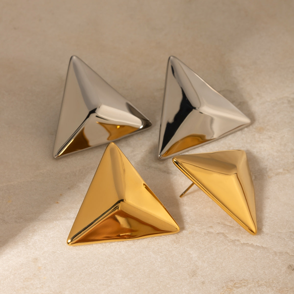 Stainless Steel 3D Triangle Earrings - ClozArt