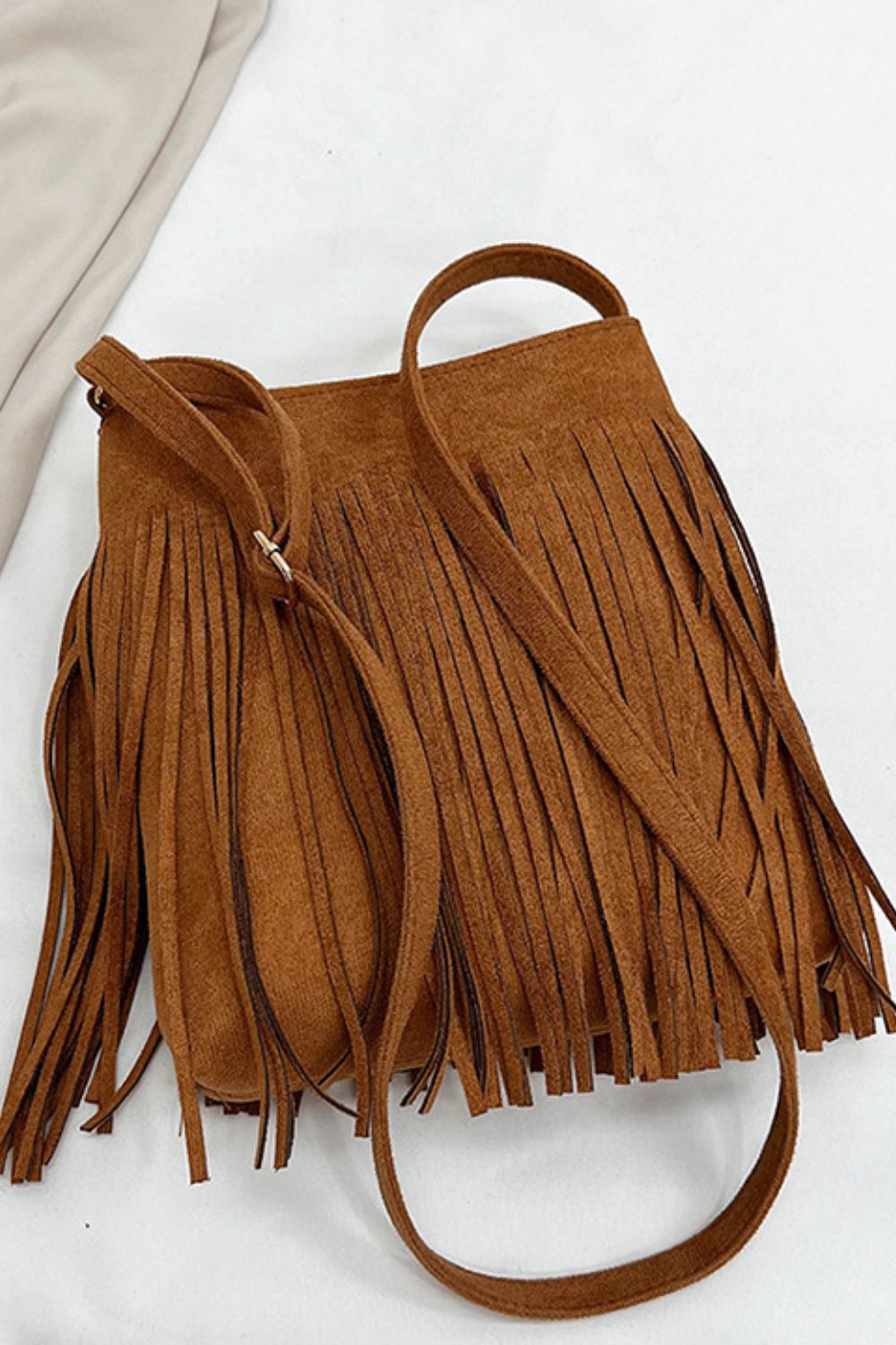 Suede Fringe Shoulder Bag - ClozArt