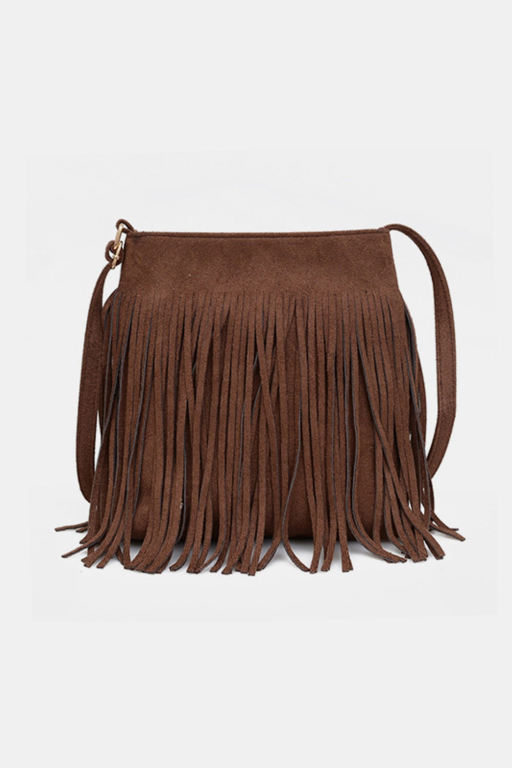 Suede Fringe Shoulder Bag - ClozArt