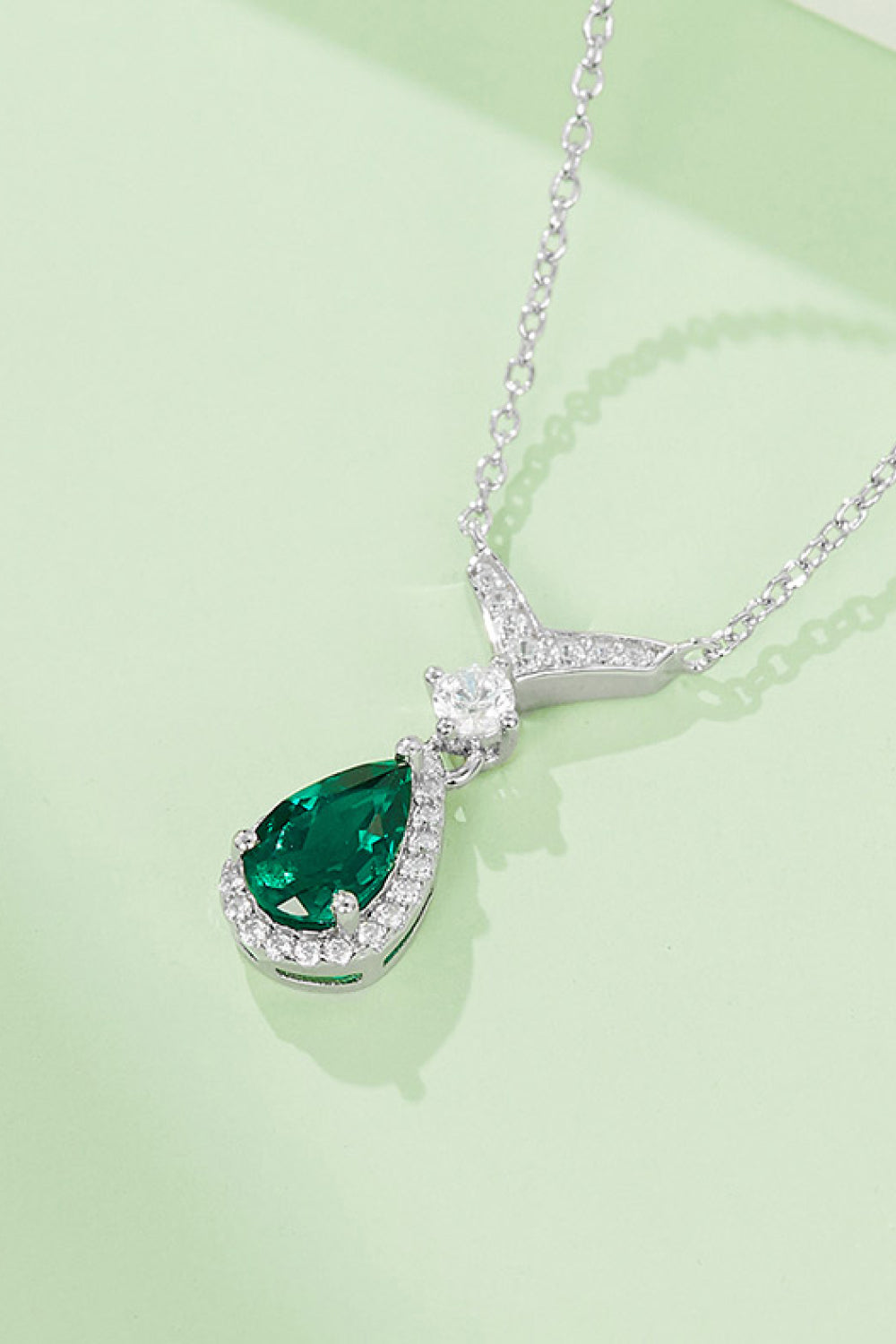 Lab-Grown Emerald Teardrop Necklace - ClozArt