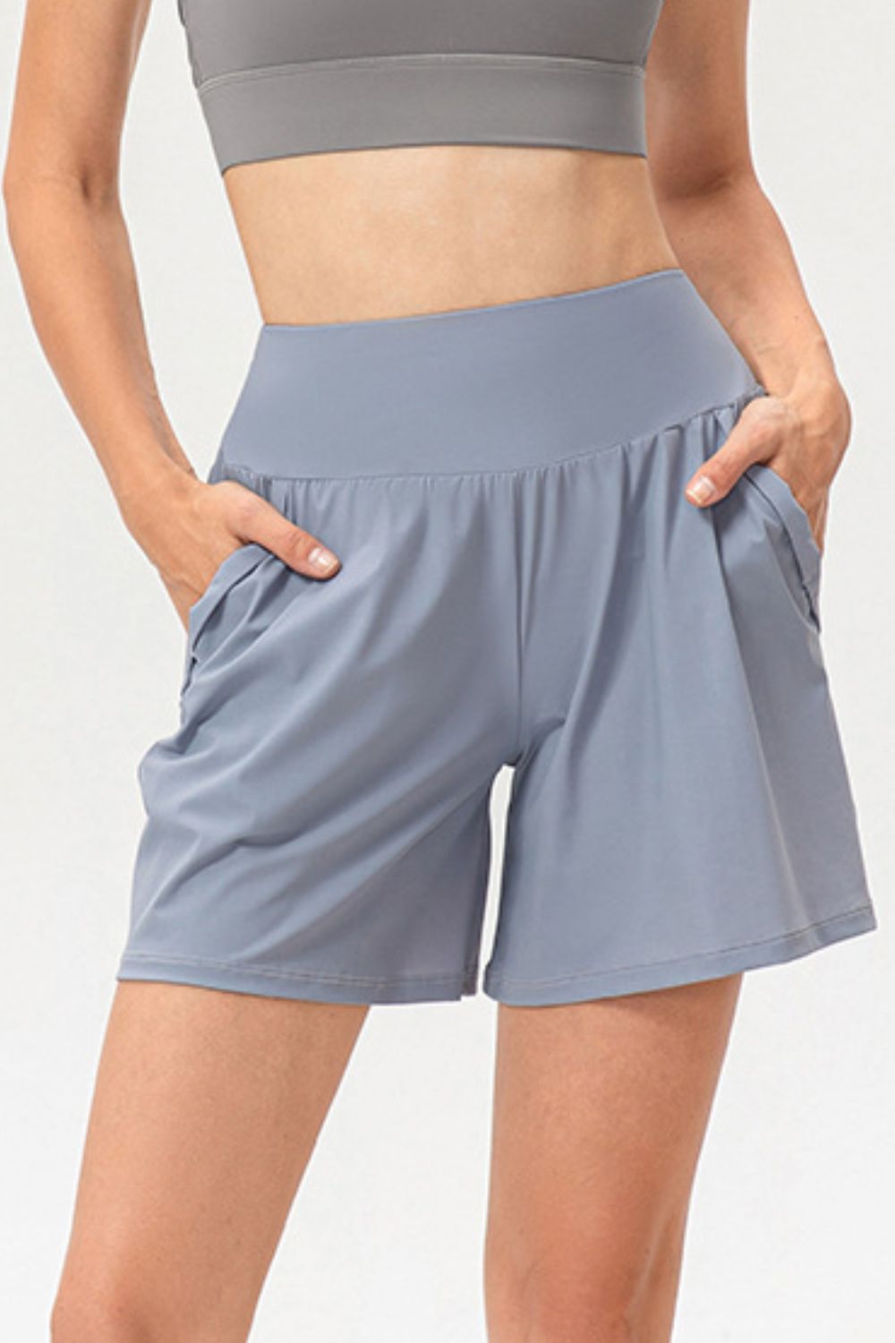 Pocketed Elastic Waist Active Shorts - ClozArt