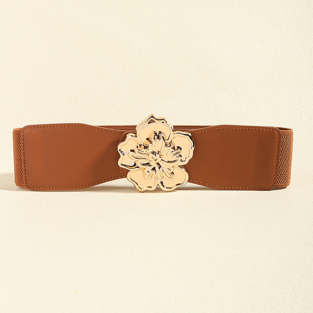 Flower Alloy Buckle Elastic Belt - ClozArt