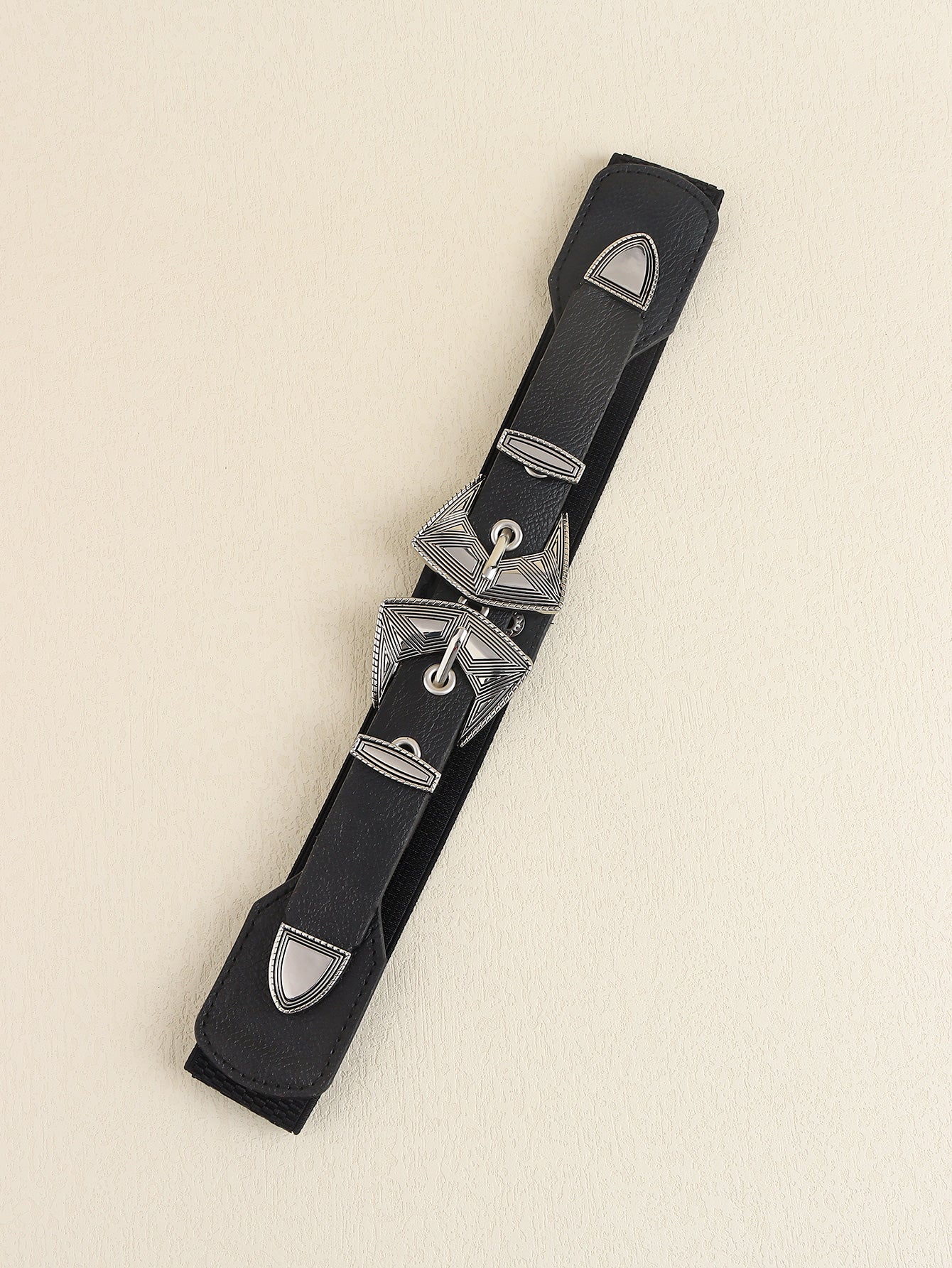 Double Buckle PU Leather Belt - ClozArt