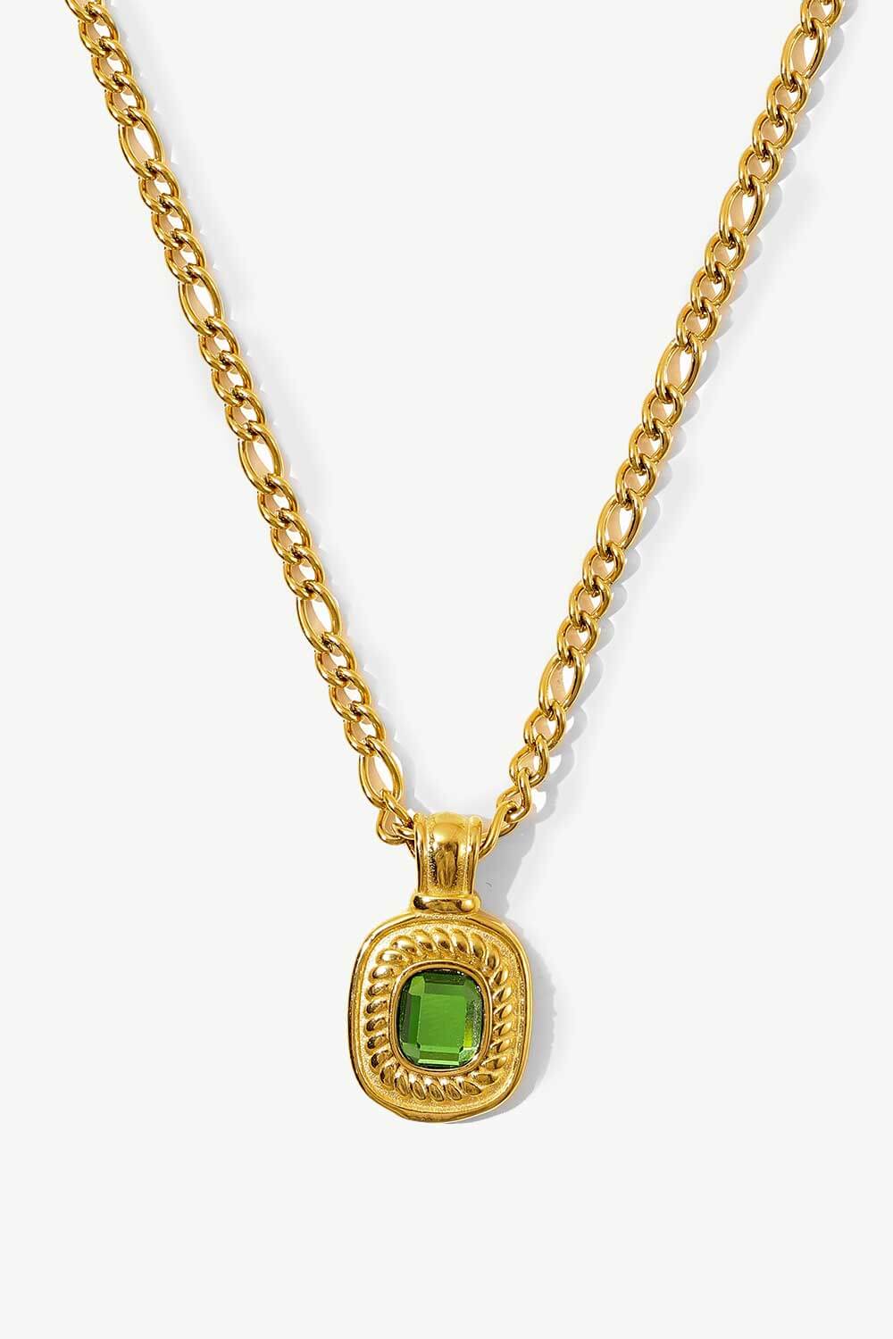 18K Gold Plated Inlaid Rhinestone Pendant Necklace - ClozArt