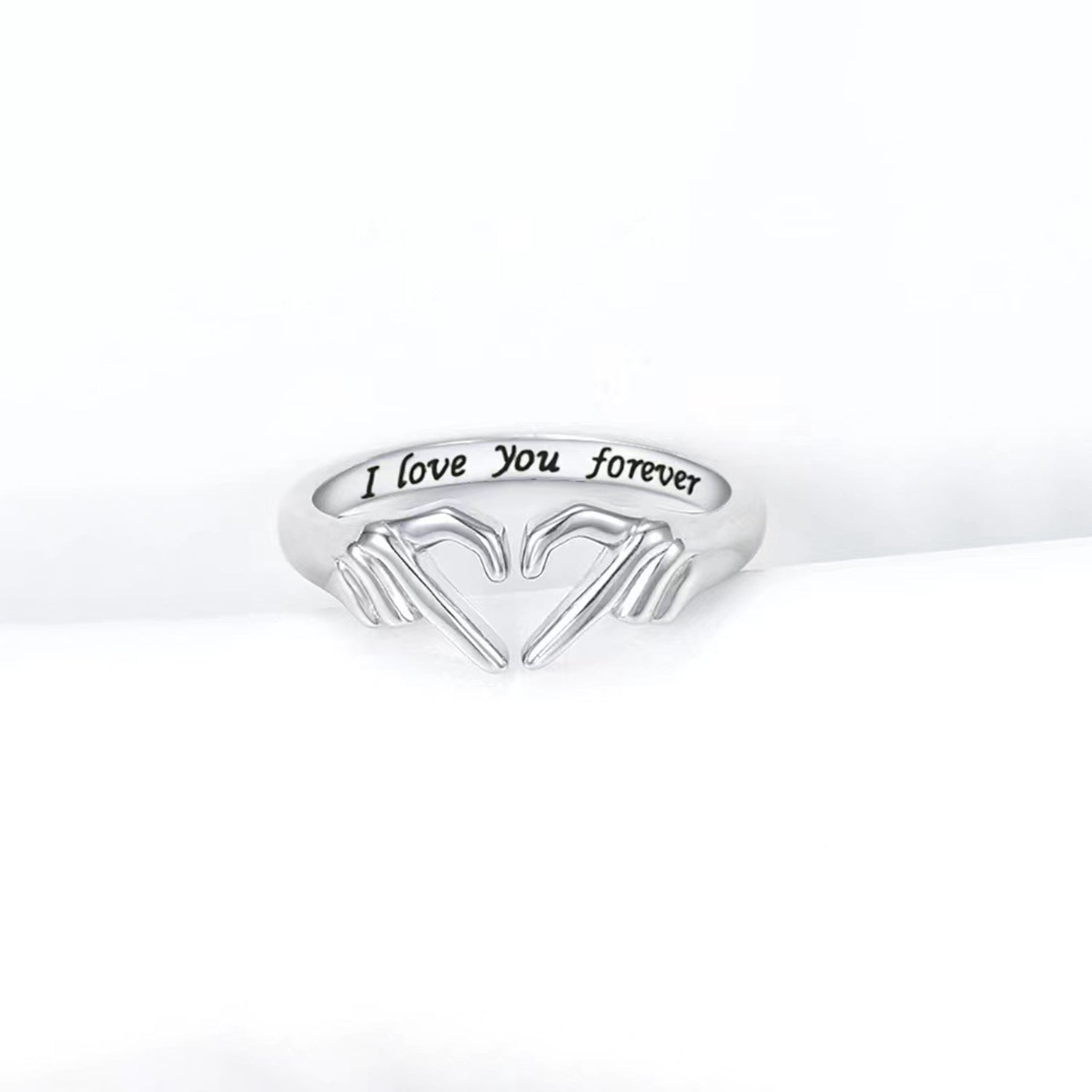 Hand Heart Shape 925 Sterling Silver Open Ring - ClozArt