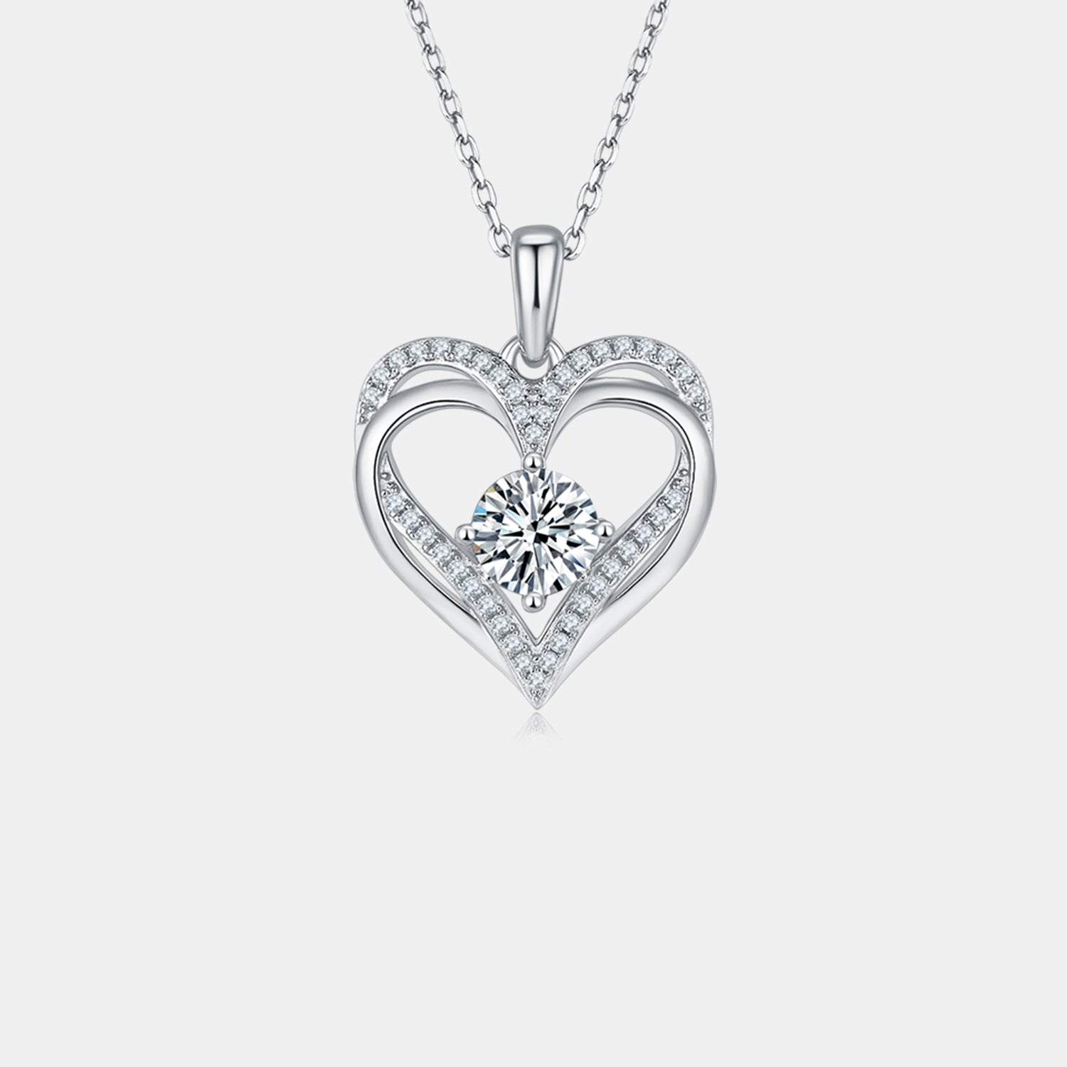 1.2 Carat Moissanite 925 Sterling Silver Heart Necklace - ClozArt