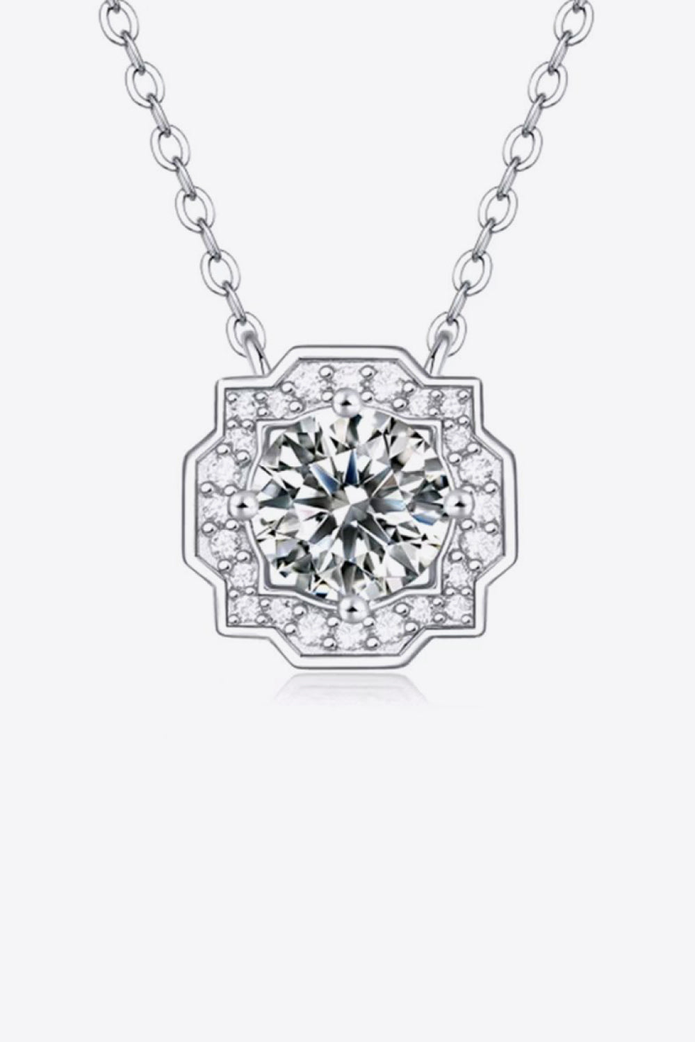 1 Carat Moissanite Flower Shape Pendant Chain Necklace - ClozArt