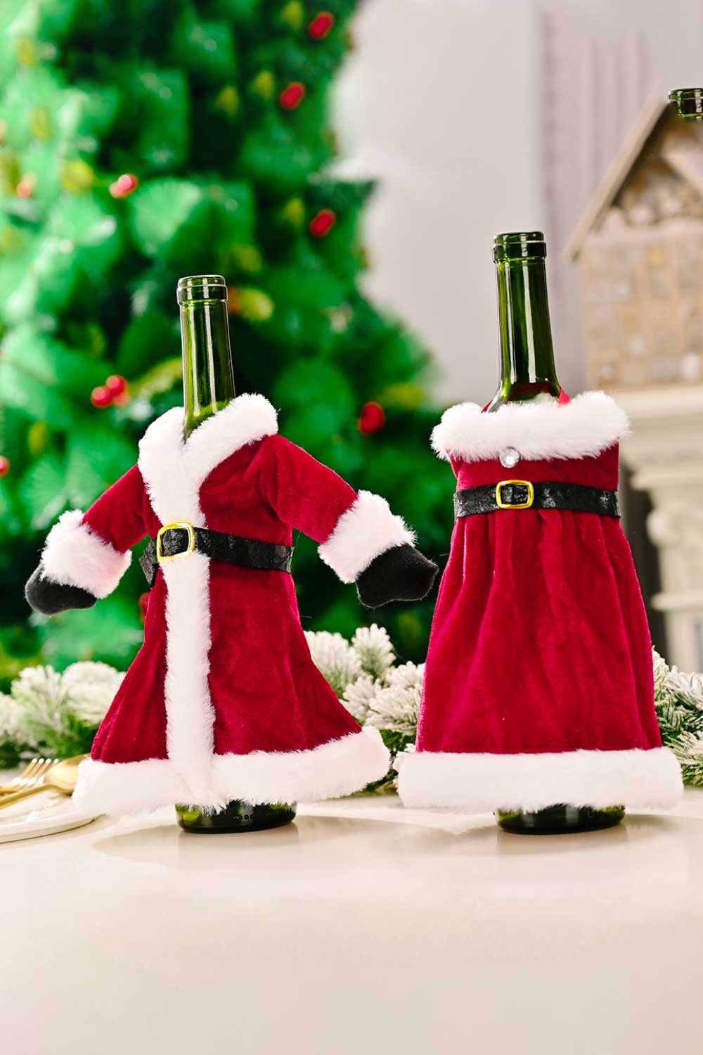 2-Pack Christmas Dress Wine Bottle Covers