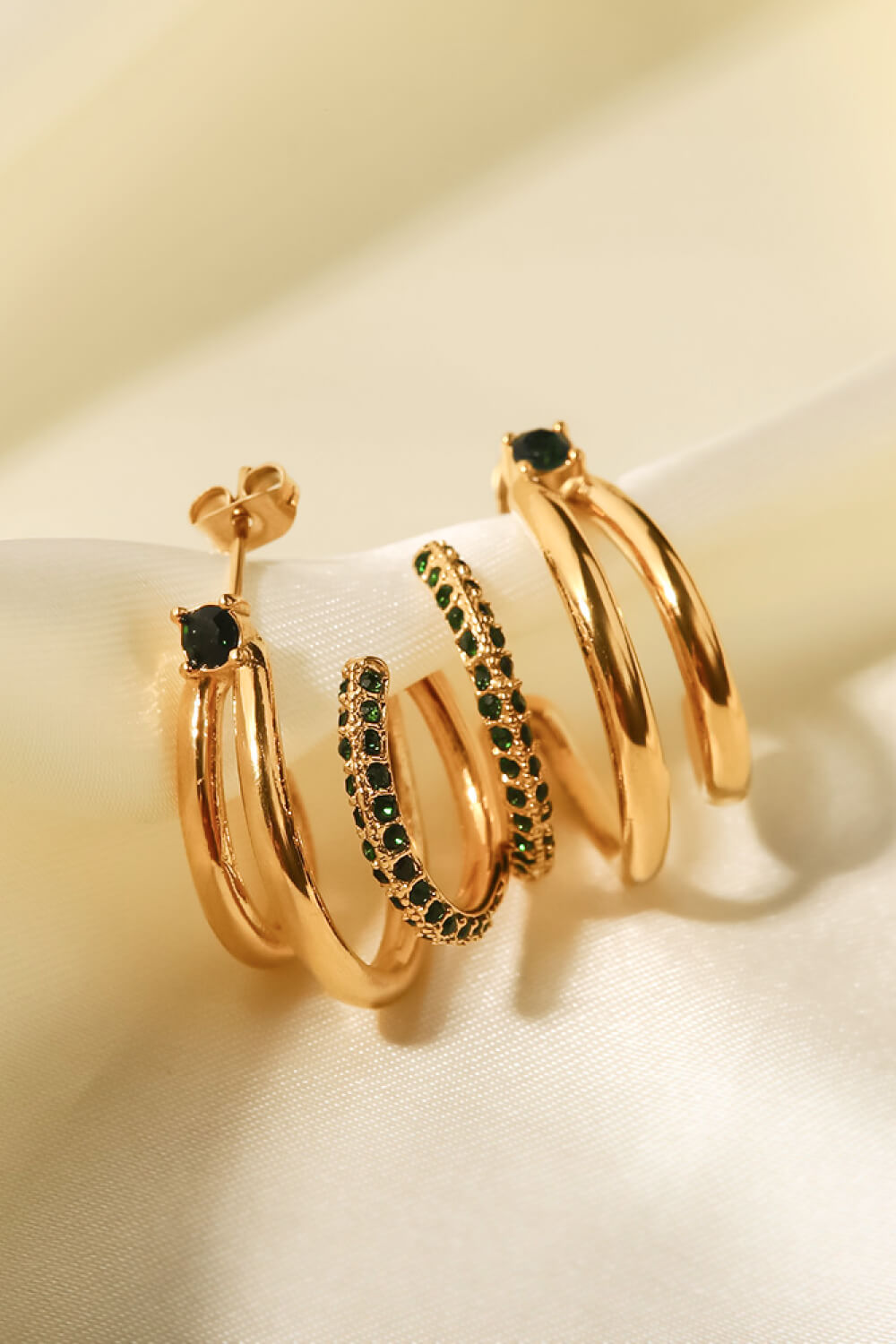 18K Gold Plated Cubic Zirconia Wrap C-Hoop Earrings - ClozArt