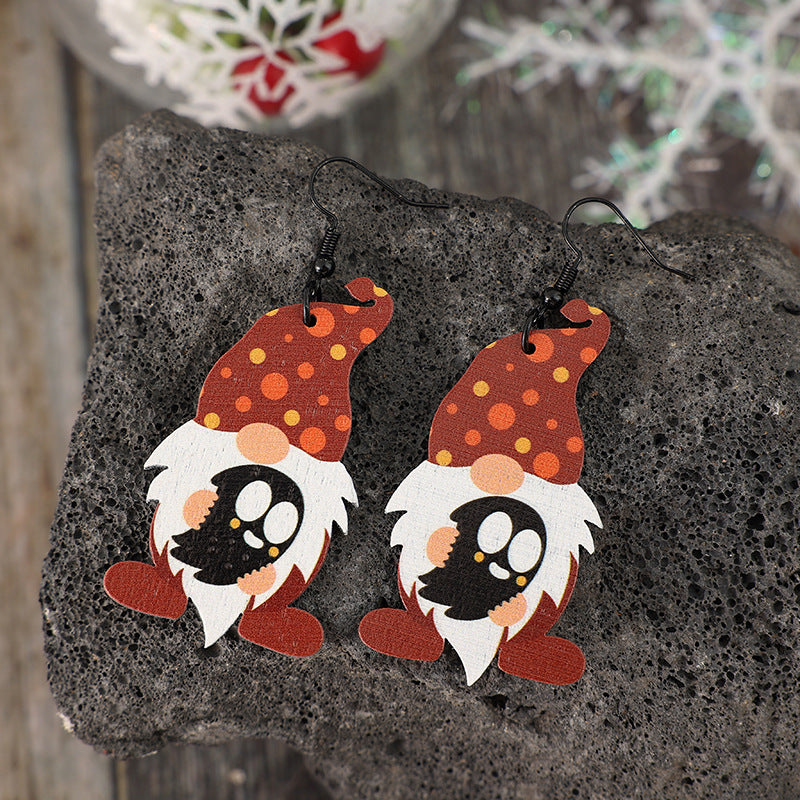 Point Hat Gnome Wooden Dangle Earrings - ClozArt