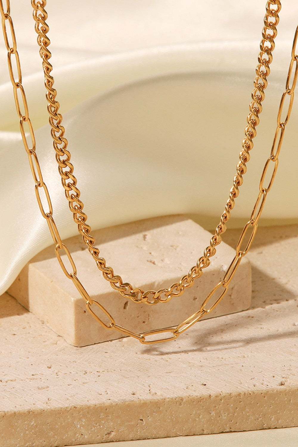 18K Gold Plated Layered Chain Necklace - ClozArt