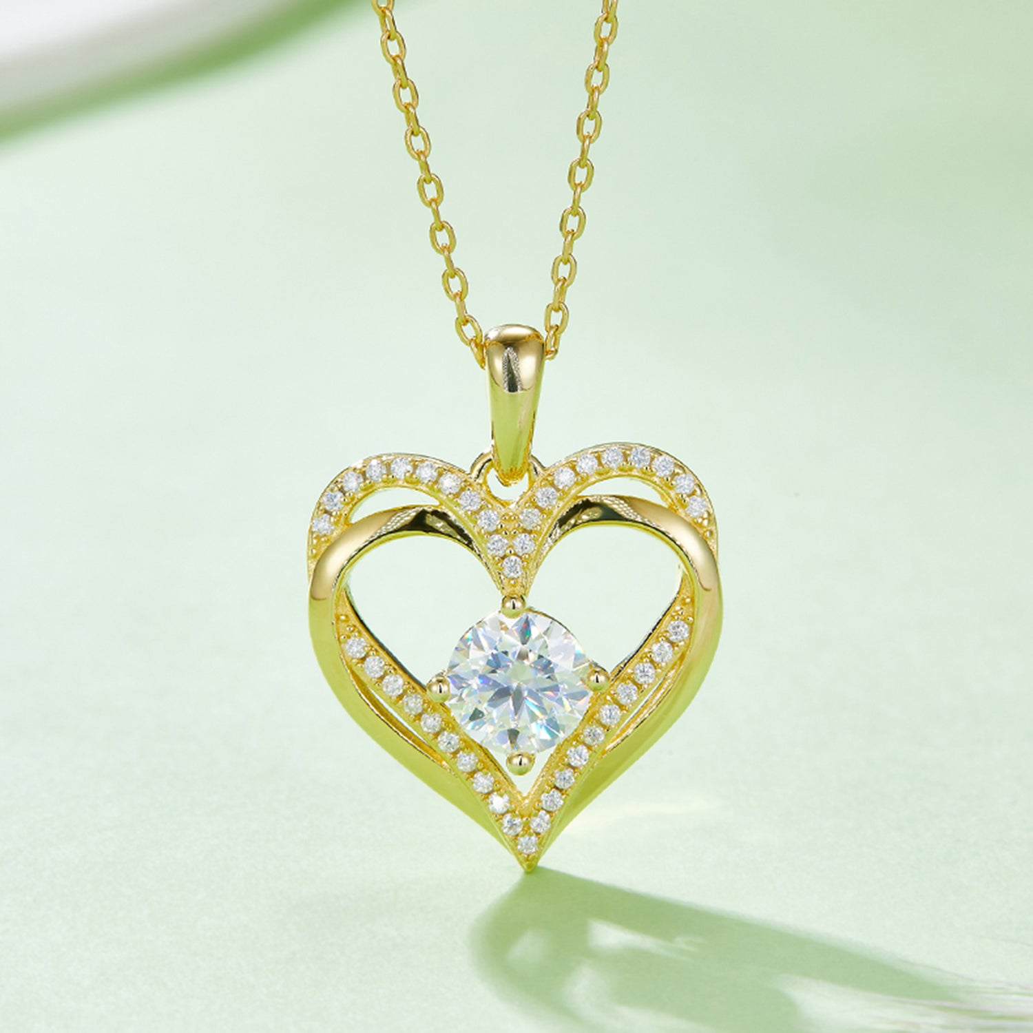 1.2 Carat Moissanite 925 Sterling Silver Heart Necklace - ClozArt