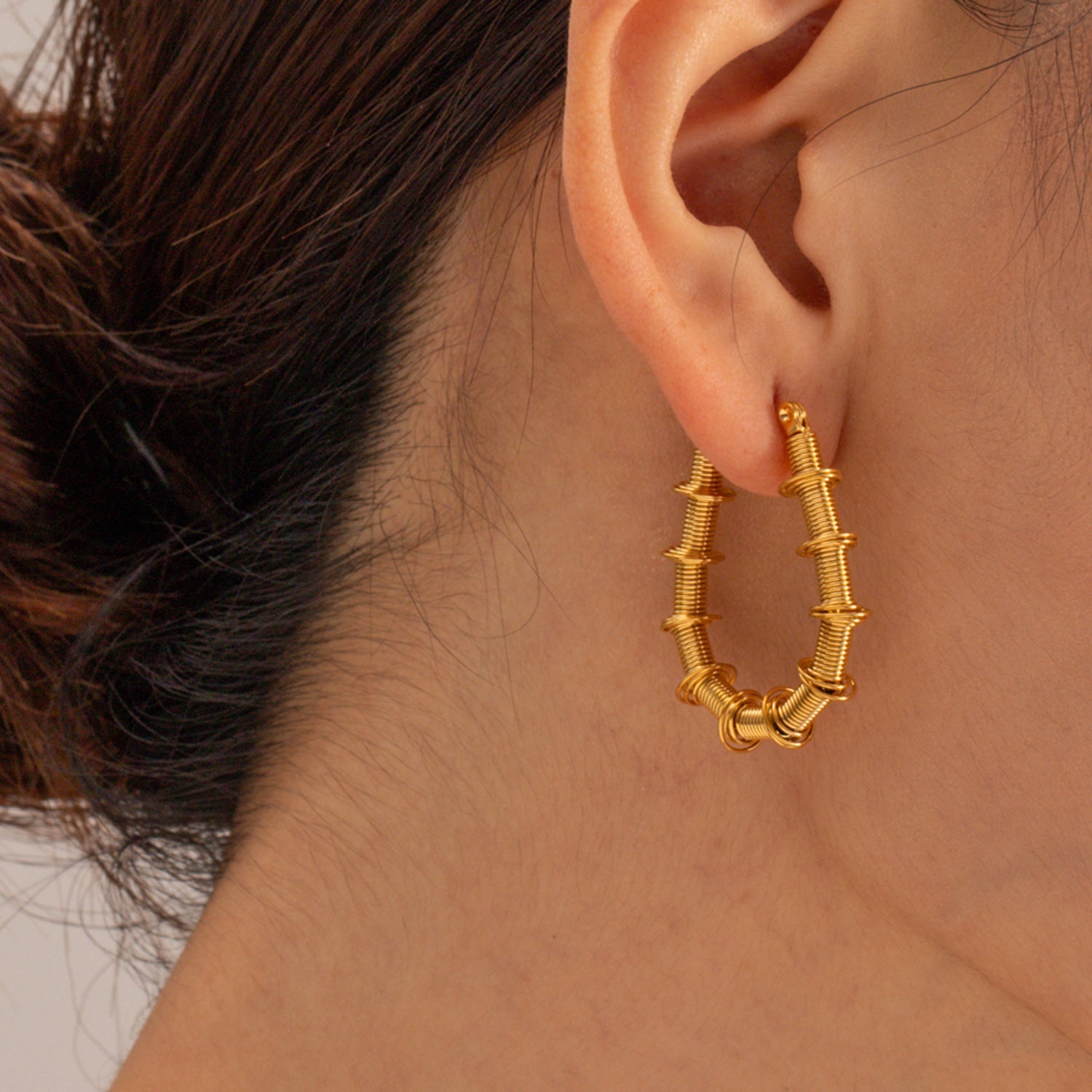 Gold-Plated Stainless Steel Hoop Earrings - ClozArt