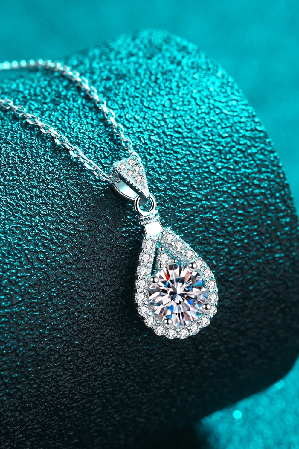 2 Carat Moissanite Teardrop Pendant 925 Sterling Silver Necklace - ClozArt