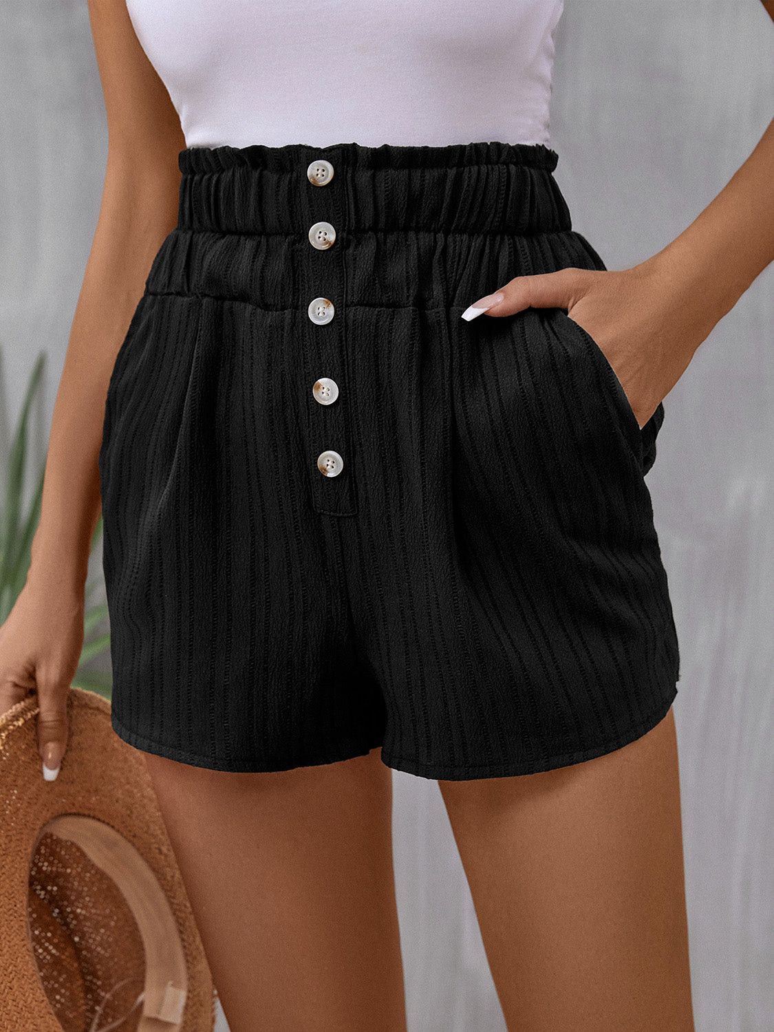 Perfee Pocketed High Waist Shorts - ClozArt