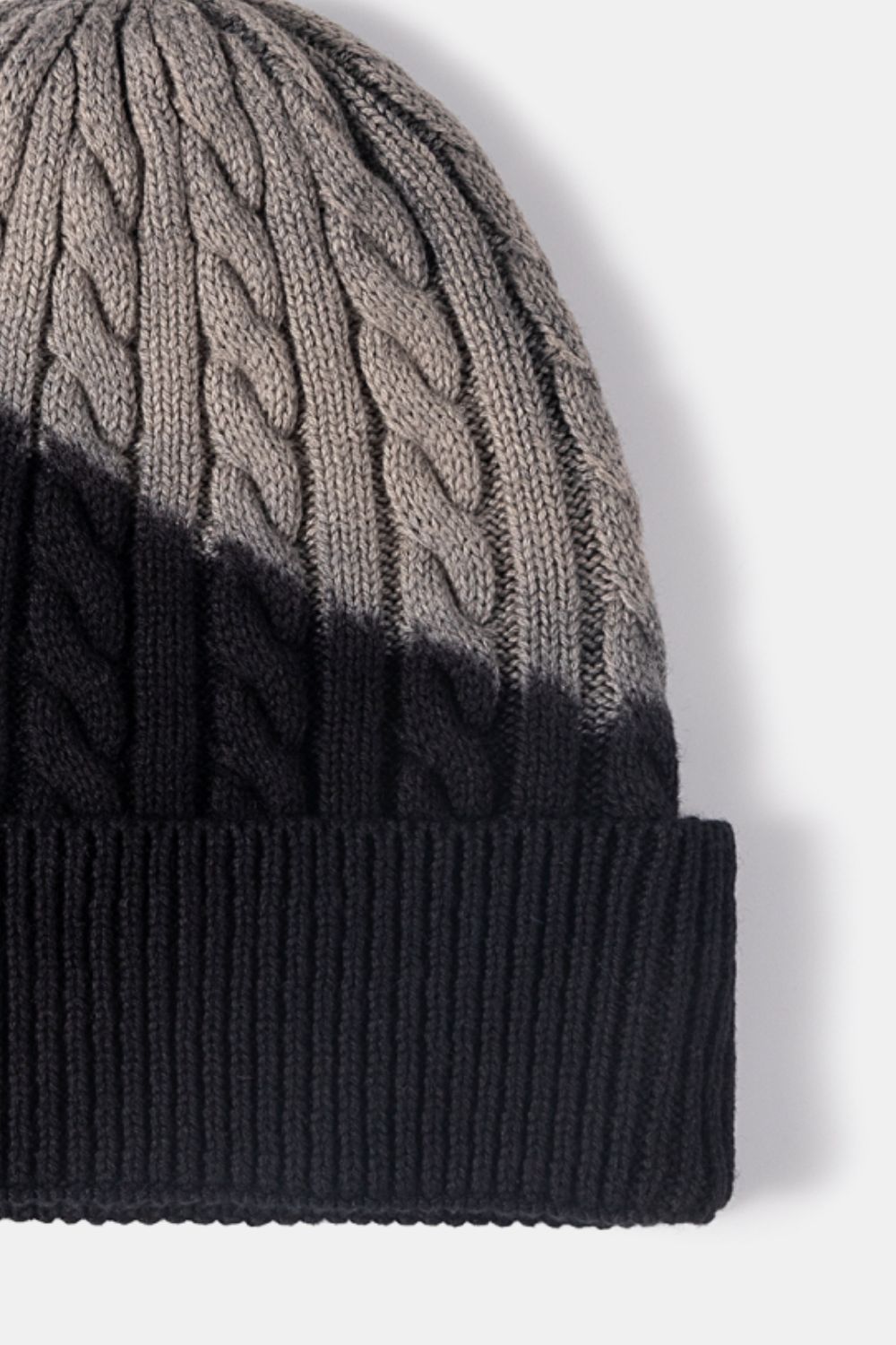 Contrast Tie-Dye Cable-Knit Cuffed Beanie - ClozArt