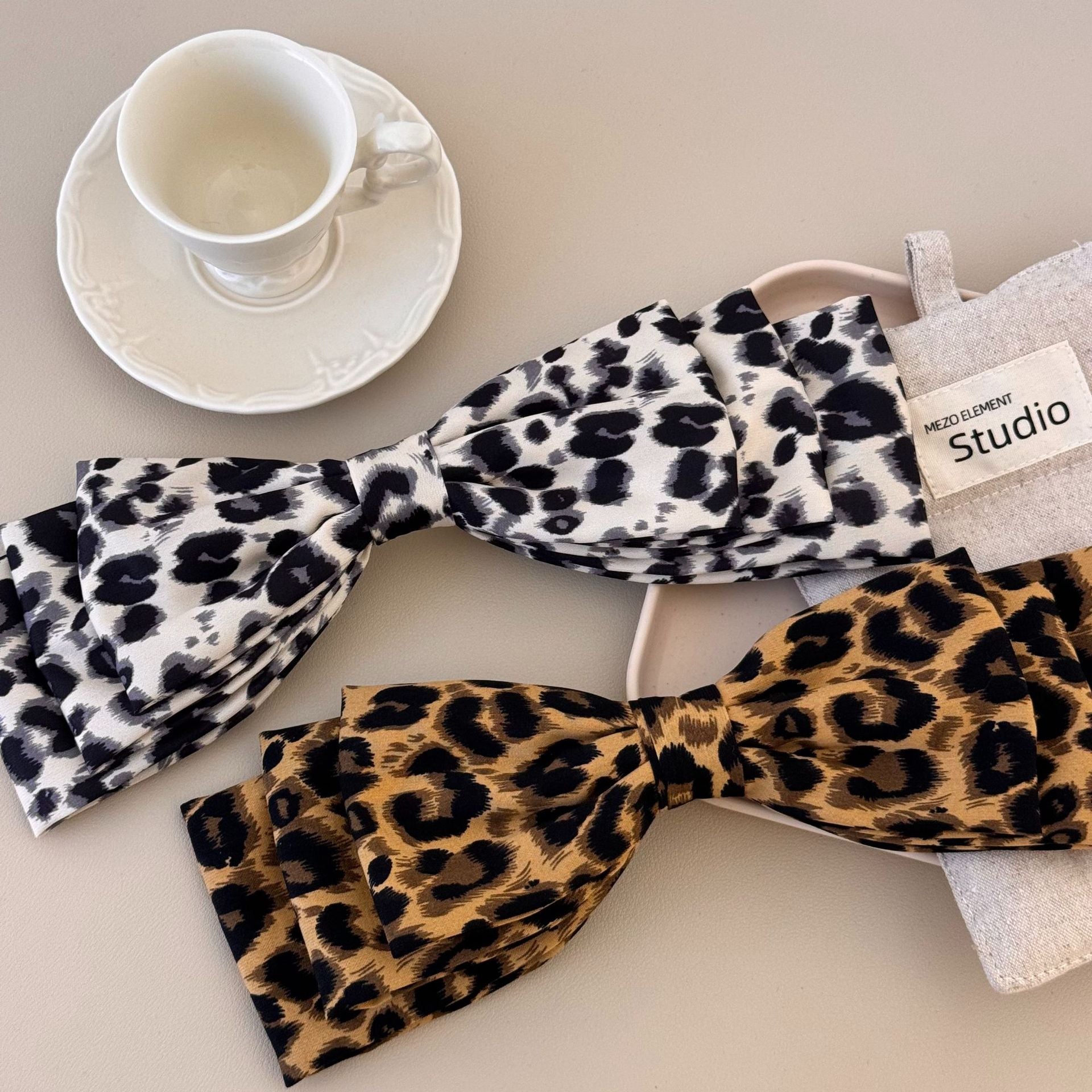 2 Piece Leopard Bow Hair Clip - ClozArt