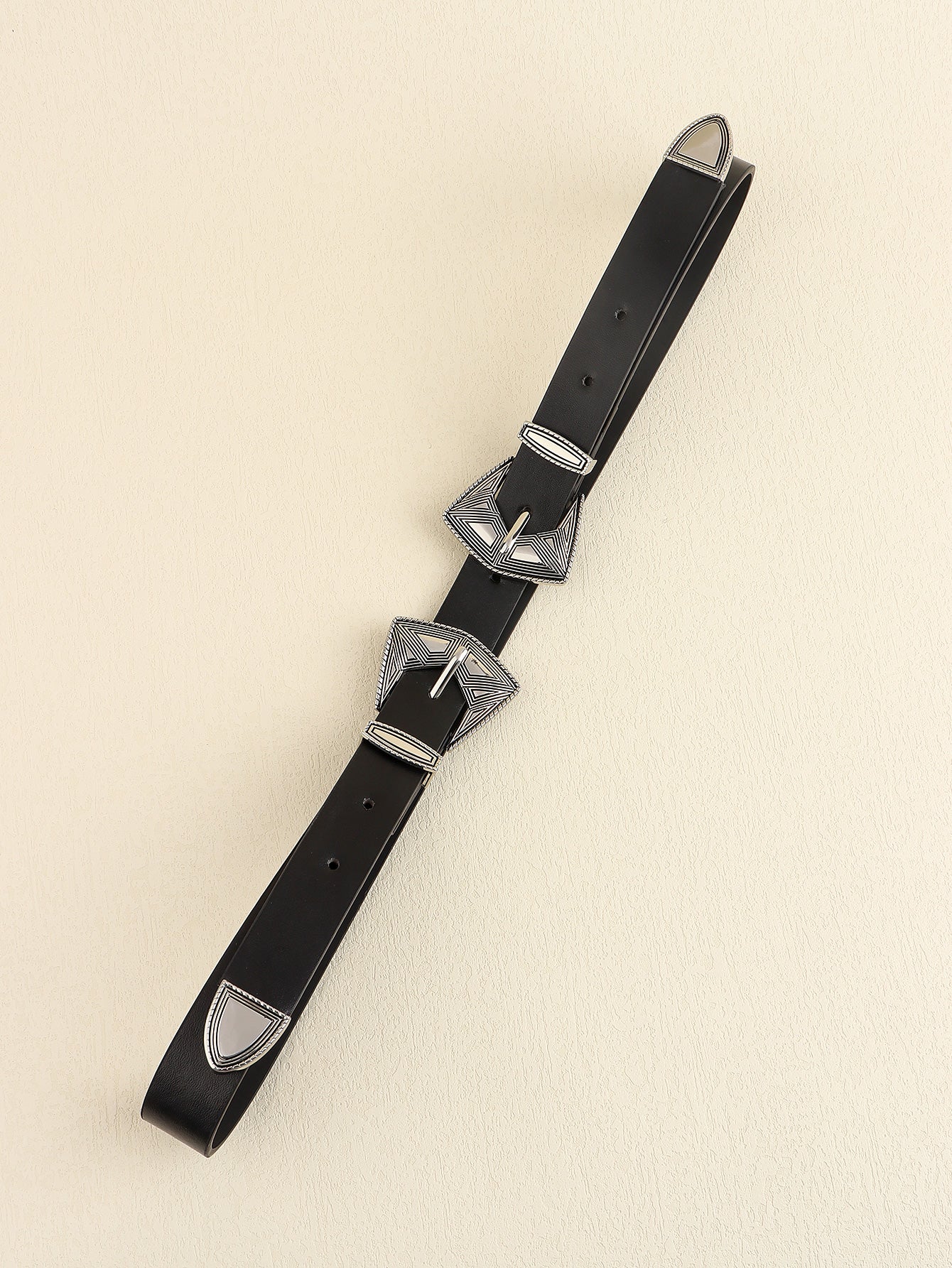 Double Buckle PU Leather Belt - ClozArt