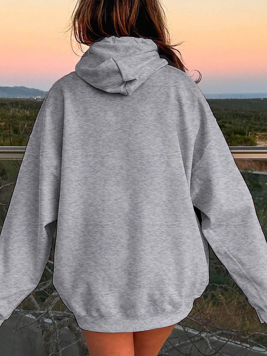 Drawstring Dropped Shoulder Hoodie