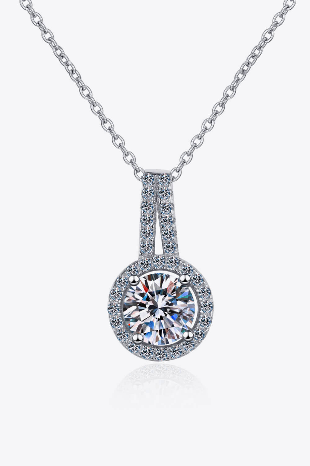 Build You Up Moissanite Round Pendant Chain Necklace - ClozArt