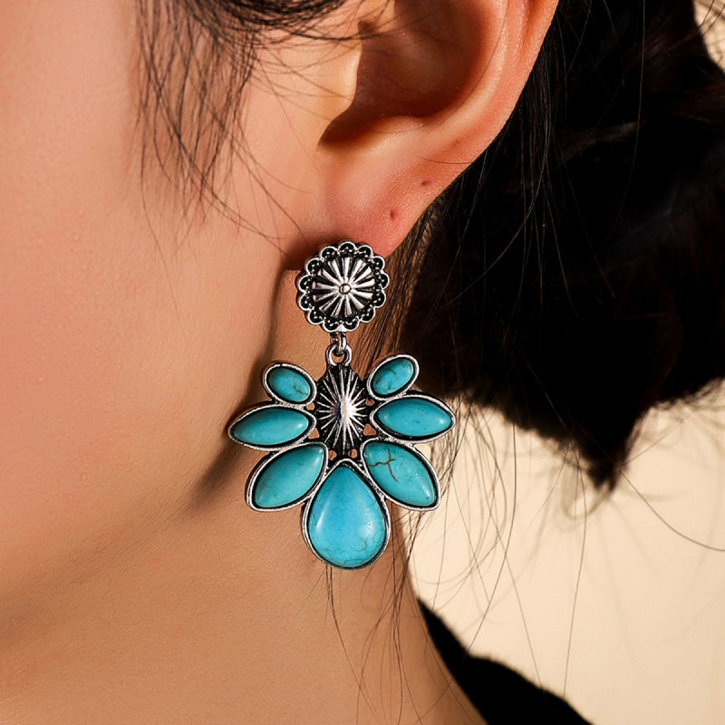 Artificial Turquoise Flower Earrings - ClozArt