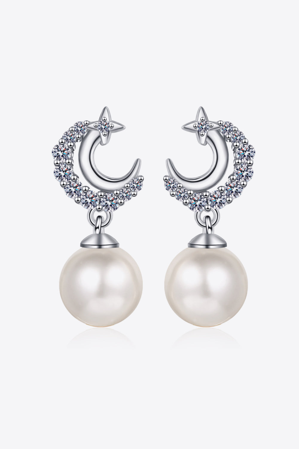 Moissanite Pearl Drop Earrings - ClozArt