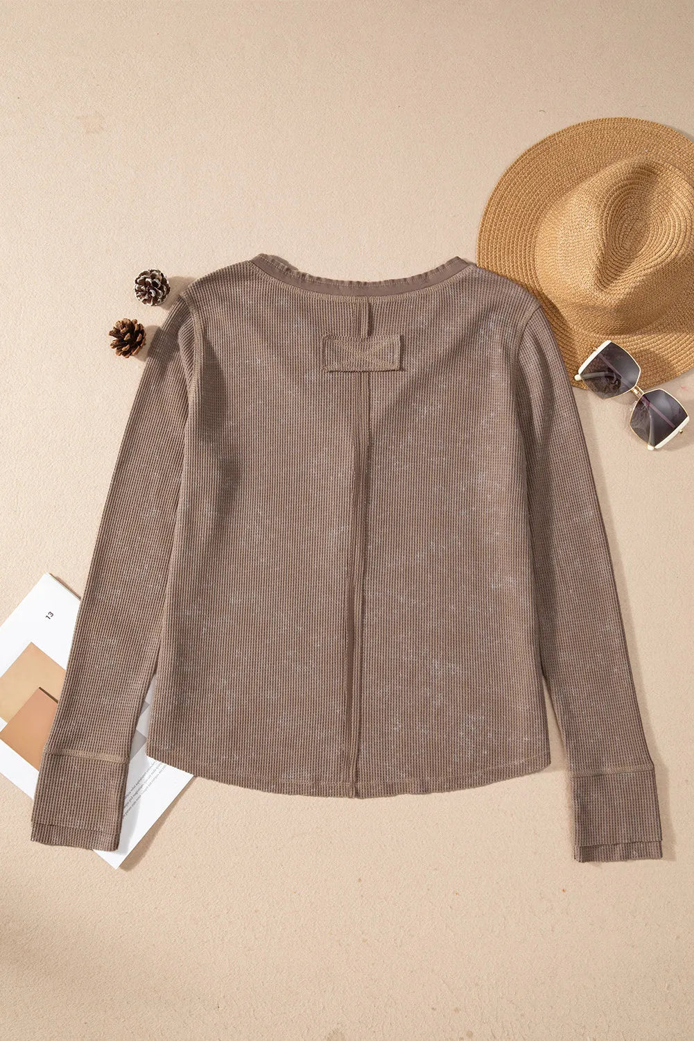 Notched Long Sleeve Top