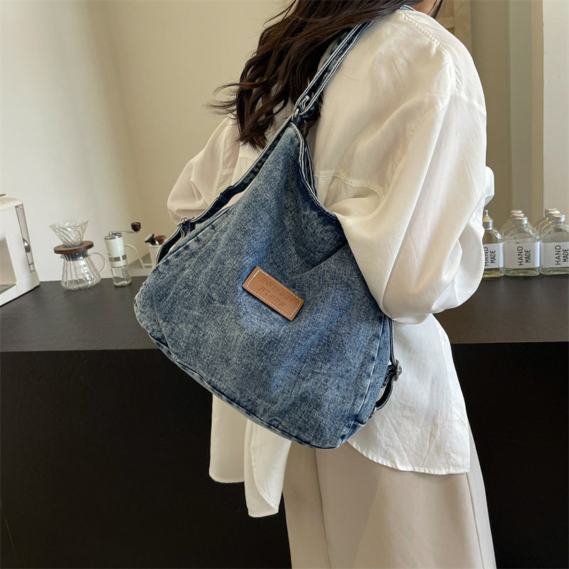 Adjustable Strap Denim Shoulder Bag - ClozArt