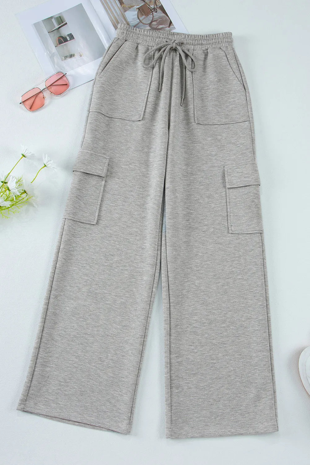 Drawstring Active Pants with Pockets - ClozArt